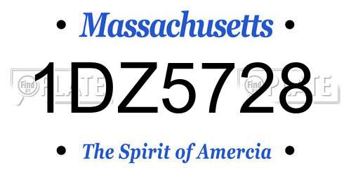 1DZ5728 Massachusetts License Plate