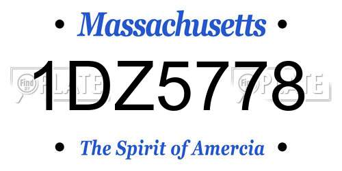 1DZ5778 Massachusetts License Plate