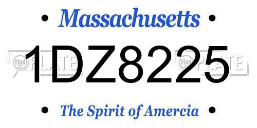 1DZ8225 Massachusetts License Plate