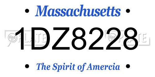 1DZ8228 Massachusetts License Plate