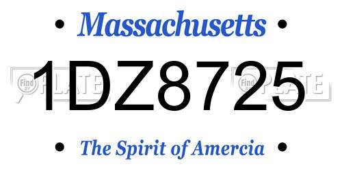 1DZ8725 Massachusetts License Plate