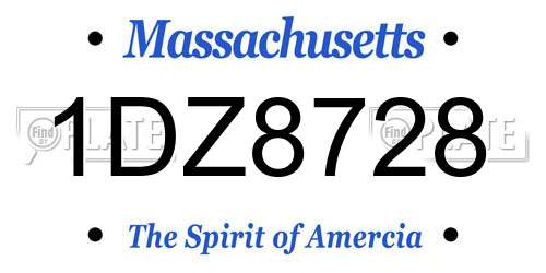 1DZ8728 Massachusetts License Plate