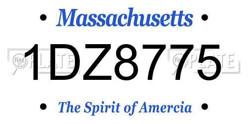 1DZ8775 Massachusetts License Plate