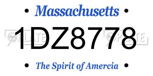 1DZ8778 Massachusetts License Plate