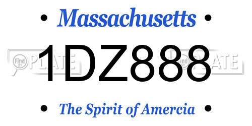 1DZ888 Massachusetts License Plate