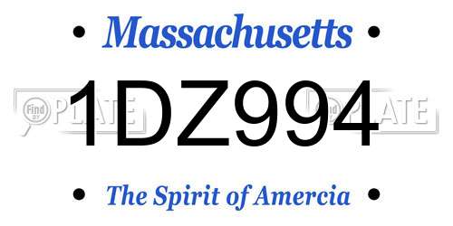 1DZ994 Massachusetts License Plate
