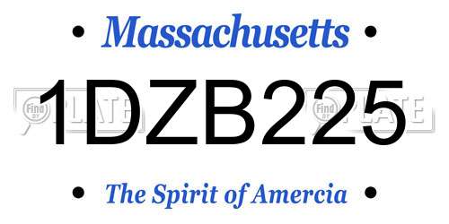 1DZB225 Massachusetts License Plate