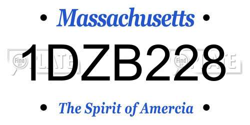 1DZB228 Massachusetts License Plate