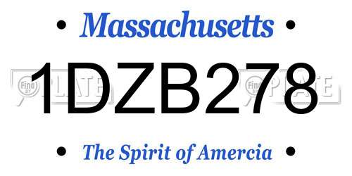 1DZB278 Massachusetts License Plate