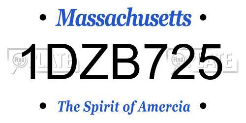 1DZB725 Massachusetts License Plate