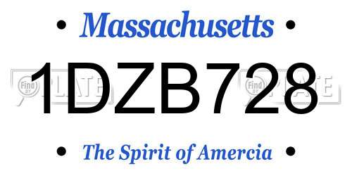 1DZB728 Massachusetts License Plate