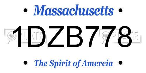 1DZB778 Massachusetts License Plate