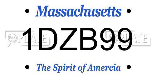 1DZB99 Massachusetts License Plate