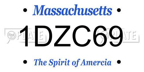 1DZC69 Massachusetts License Plate