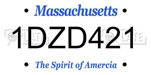 1DZD421 Massachusetts License Plate