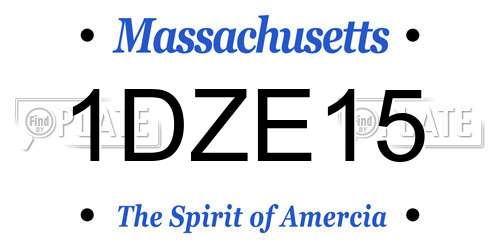 1DZE15 Massachusetts License Plate