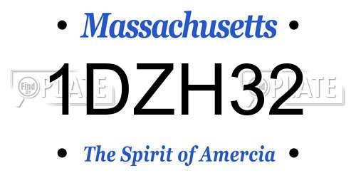 1DZH32 Massachusetts License Plate