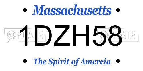 1DZH58 Massachusetts License Plate