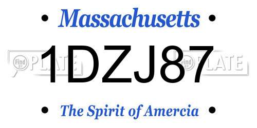 1DZJ87 Massachusetts License Plate