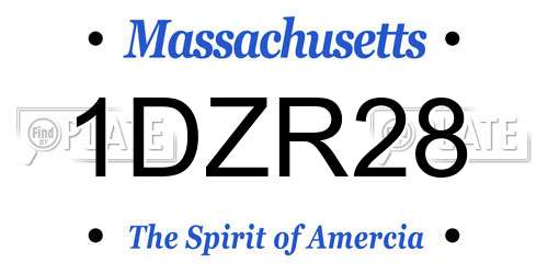 1DZR28 Massachusetts License Plate