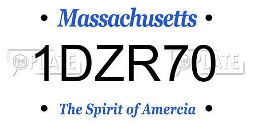 1DZR70 Massachusetts License Plate
