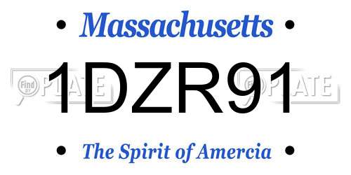 1DZR91 Massachusetts License Plate