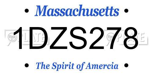 1DZS278 Massachusetts License Plate