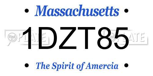 1DZT85 Massachusetts License Plate