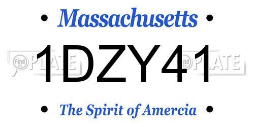 1DZY41 Massachusetts License Plate