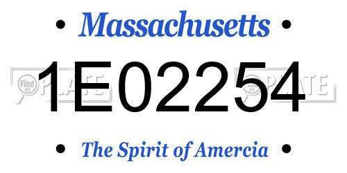 1E02254 Massachusetts License Plate