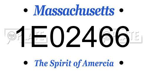 1E02466 Massachusetts License Plate