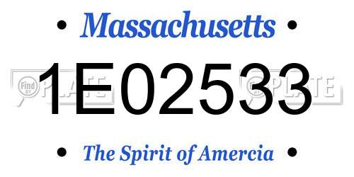 1E02533 Massachusetts License Plate