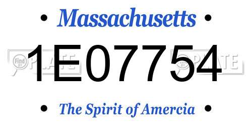 1E07754 Massachusetts License Plate