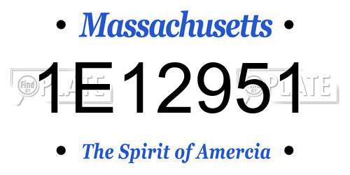 1E12951 Massachusetts License Plate