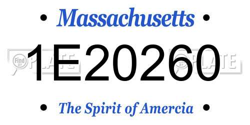 1E20260 Massachusetts License Plate