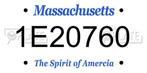 1E20760 Massachusetts License Plate