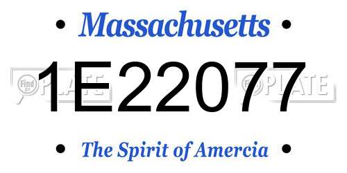 1E22077 Massachusetts License Plate