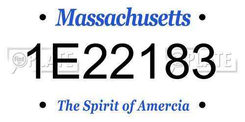 1E22183 Massachusetts License Plate