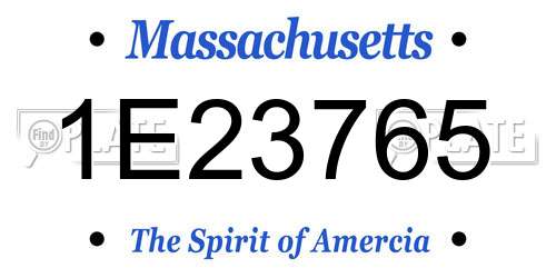 1E23765 Massachusetts License Plate