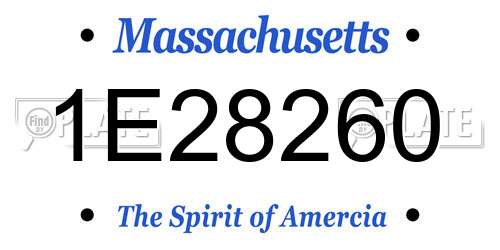 1E28260 Massachusetts License Plate