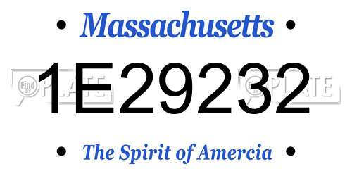 1E29232 Massachusetts License Plate