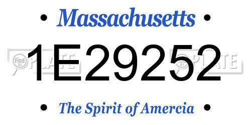 1E29252 Massachusetts License Plate