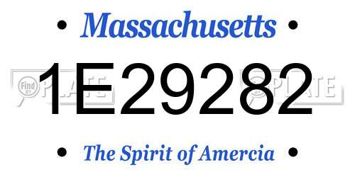 1E29282 Massachusetts License Plate