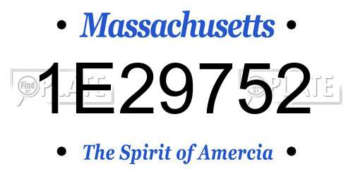 1E29752 Massachusetts License Plate