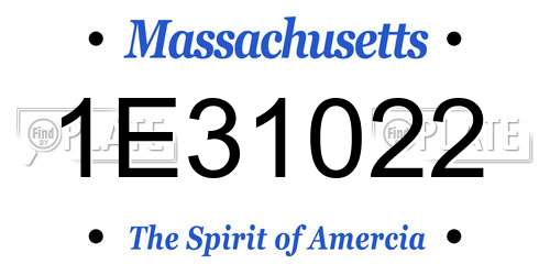 1E31022 Massachusetts License Plate