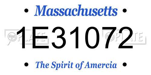 1E31072 Massachusetts License Plate