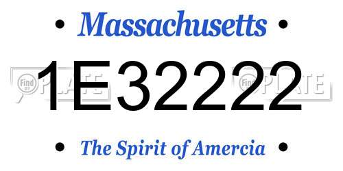 1E32222 Massachusetts License Plate