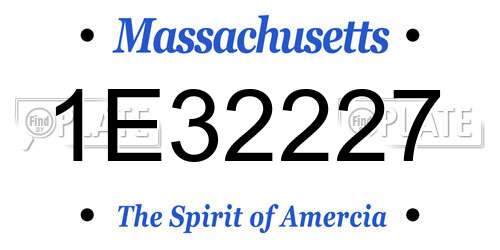 1E32227 Massachusetts License Plate