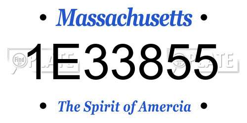 1E33855 Massachusetts License Plate