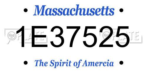 1E37525 Massachusetts License Plate